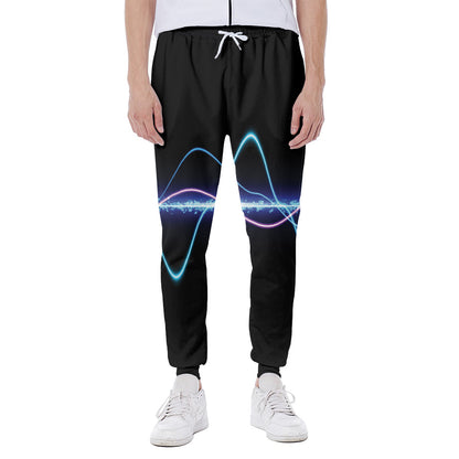 Pink And Teal Sound Wave Print Scuba Joggers
