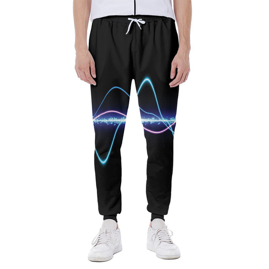Pink And Teal Sound Wave Print Scuba Joggers