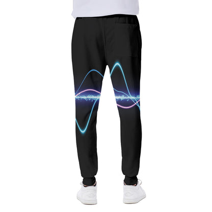 Pink And Teal Sound Wave Print Scuba Joggers
