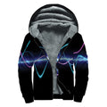 Pink And Teal Sound Wave Print Sherpa Lined Zip Up Hoodie