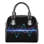 Pink And Teal Sound Wave Print Shoulder Handbag