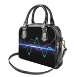 Pink And Teal Sound Wave Print Shoulder Handbag