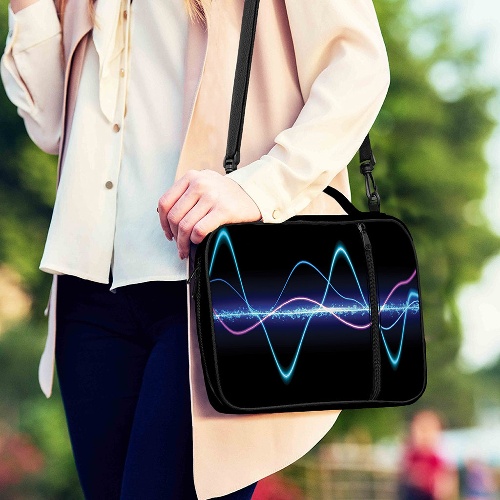 Pink And Teal Sound Wave Print Shoulder Strap Bible Bag