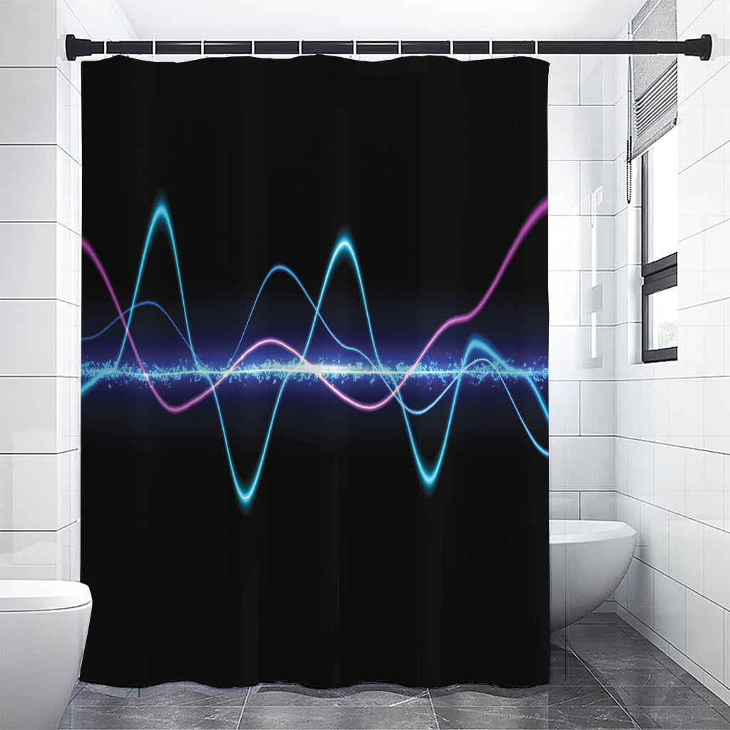 Pink And Teal Sound Wave Print Shower Curtain