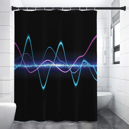 Pink And Teal Sound Wave Print Shower Curtain