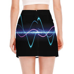 Pink And Teal Sound Wave Print Side Slit Mini Skirt