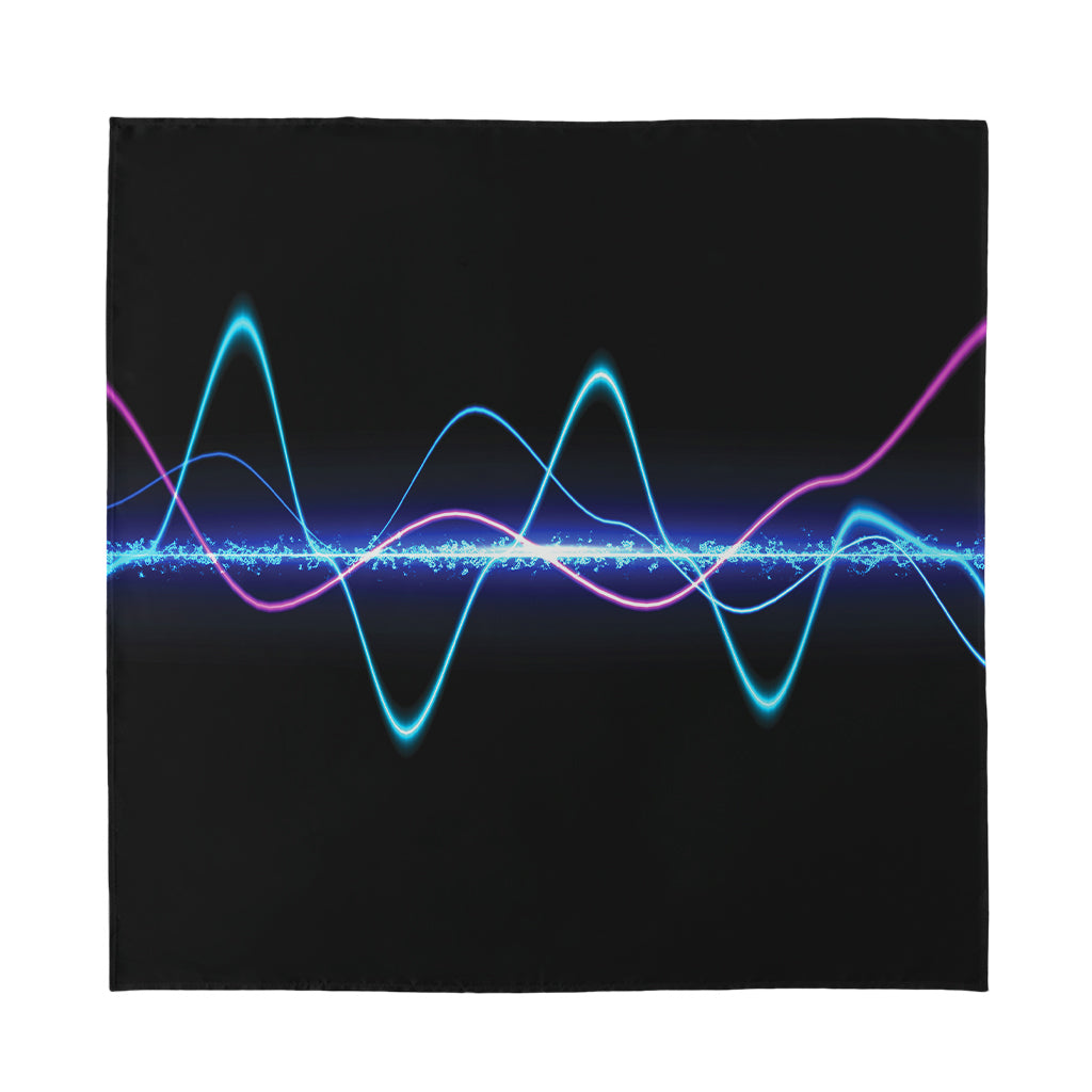 Pink And Teal Sound Wave Print Silk Bandana