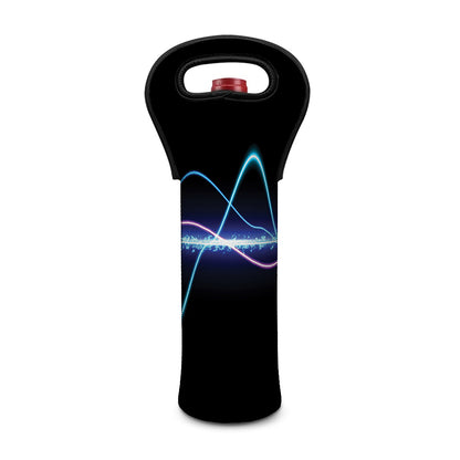 Pink And Teal Sound Wave Print Single Neoprene Wine Tote