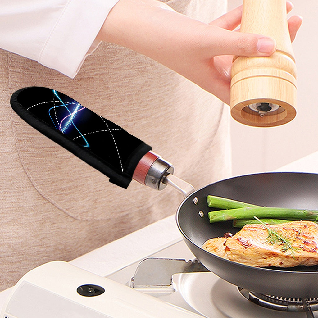 Pink And Teal Sound Wave Print Skillet Handle Cover