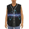 Pink And Teal Sound Wave Print Sleeveless Baseball Jersey