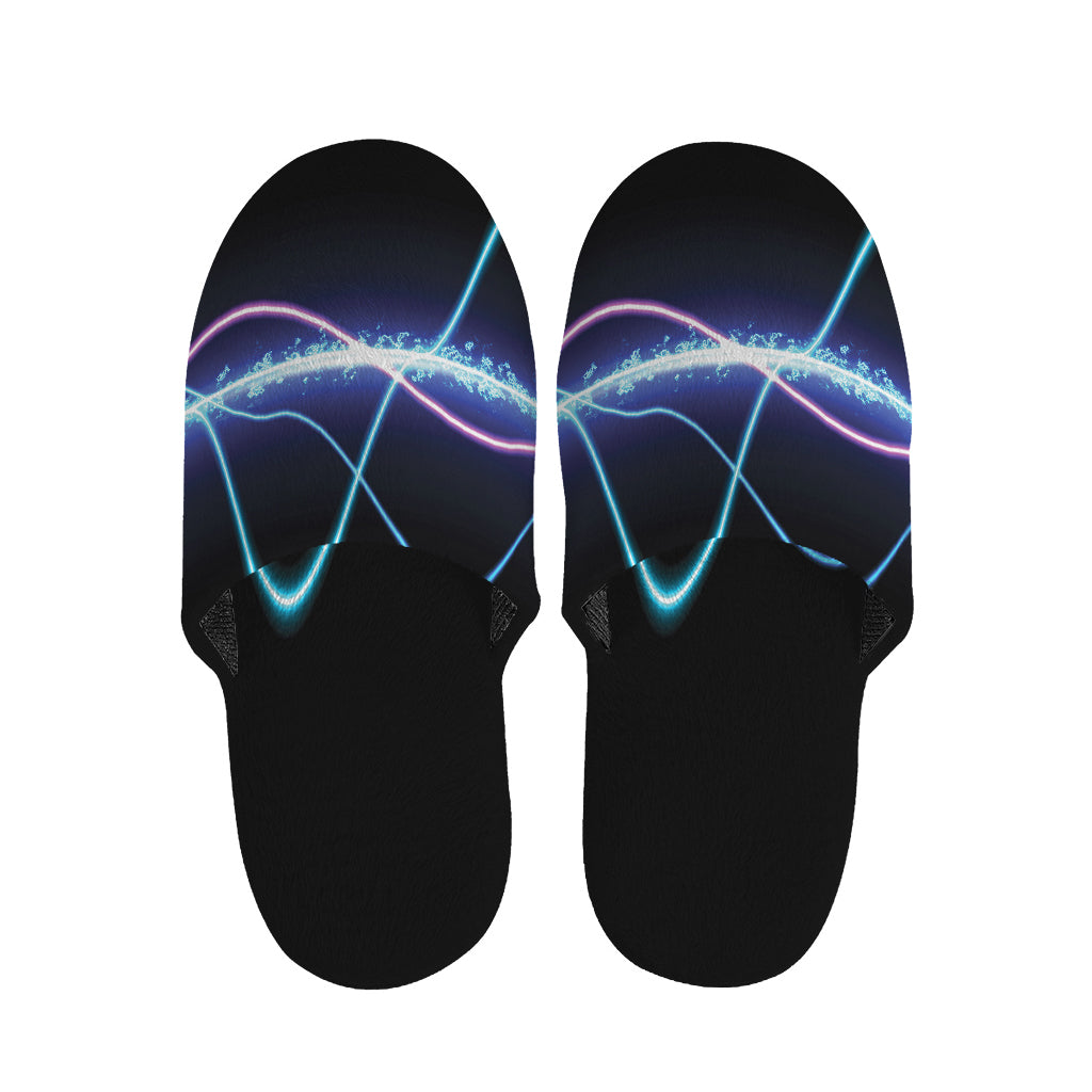 Pink And Teal Sound Wave Print Slippers