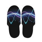 Pink And Teal Sound Wave Print Slippers