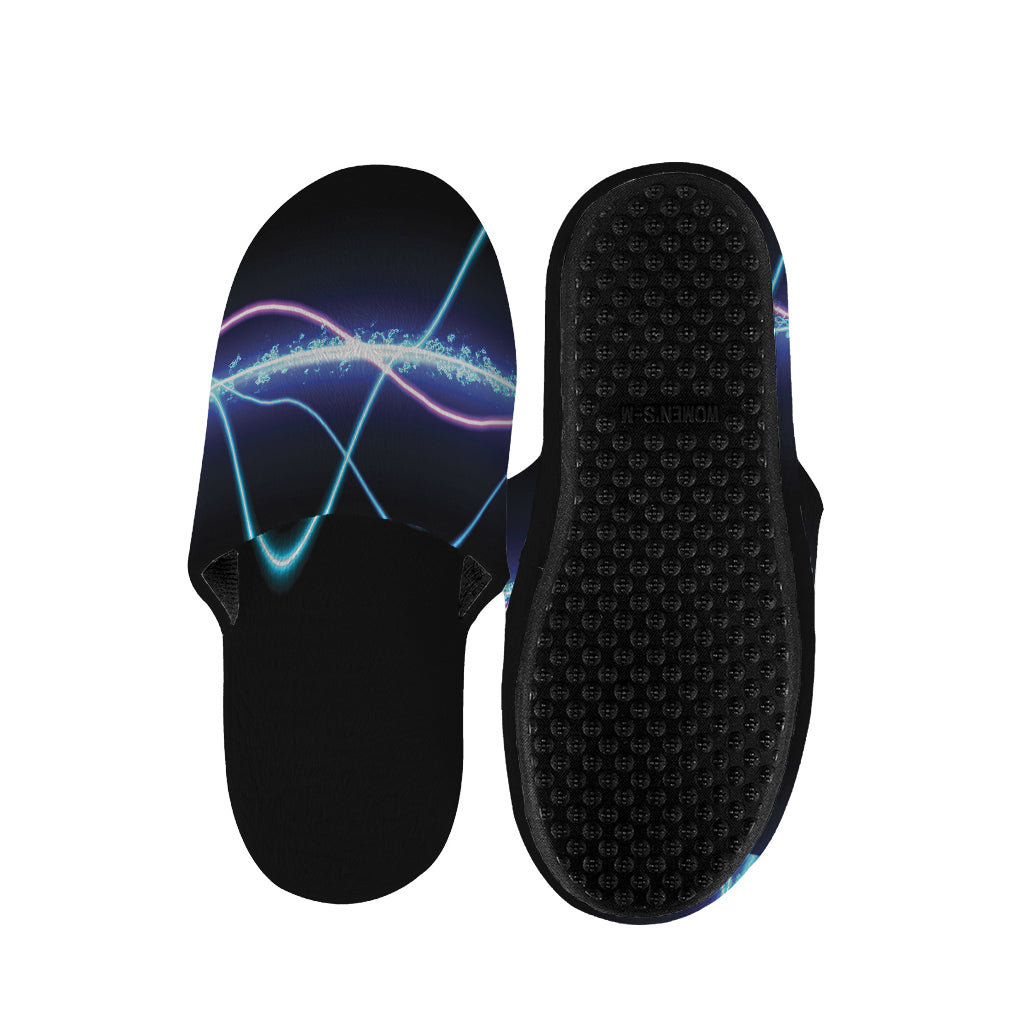 Pink And Teal Sound Wave Print Slippers