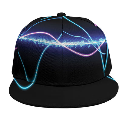 Pink And Teal Sound Wave Print Snapback Cap