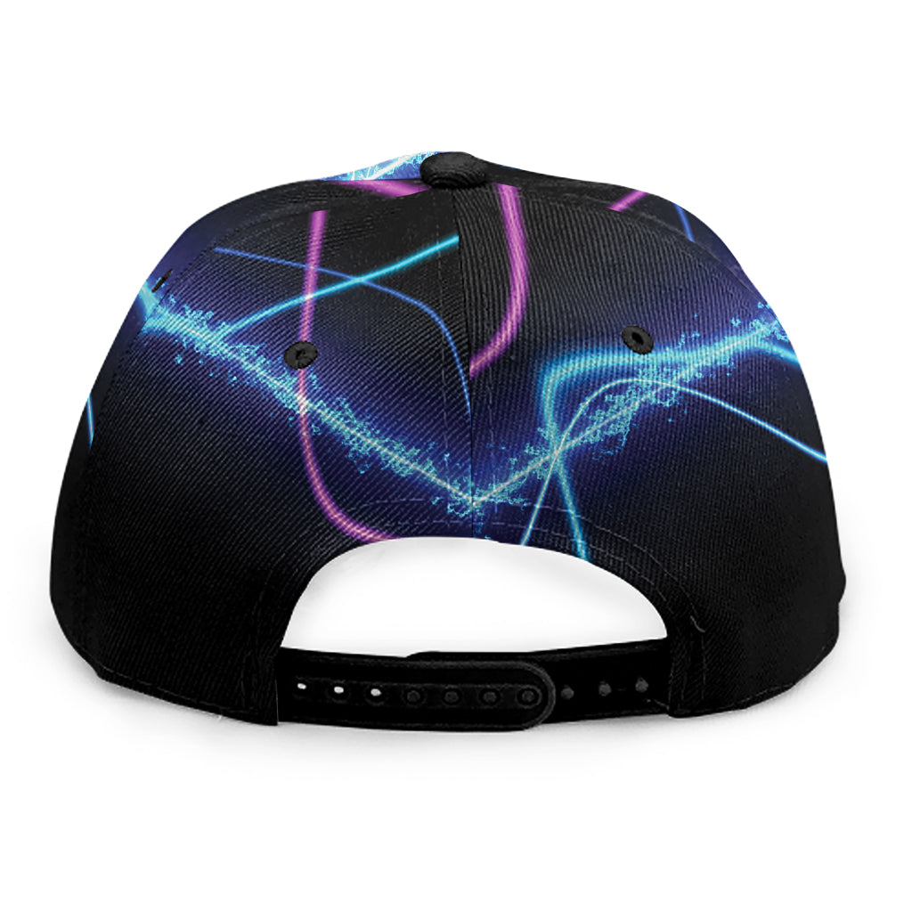 Pink And Teal Sound Wave Print Snapback Cap