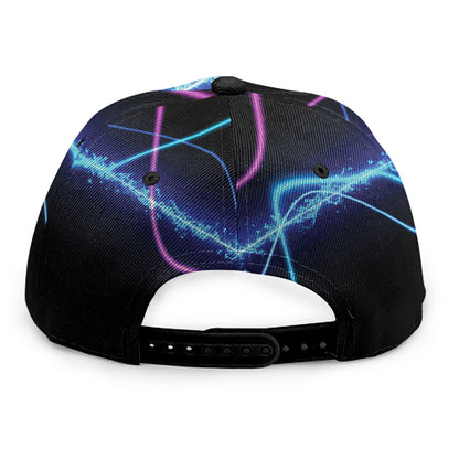 Pink And Teal Sound Wave Print Snapback Cap