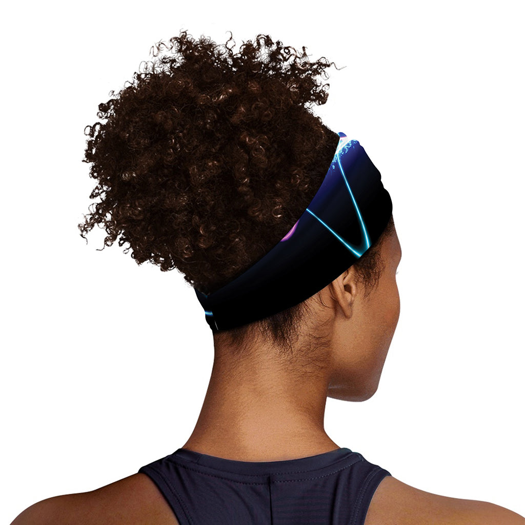 Pink And Teal Sound Wave Print Sports Headband