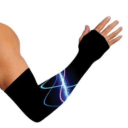 Pink And Teal Sound Wave Print Sun Protection Arm Sleeves