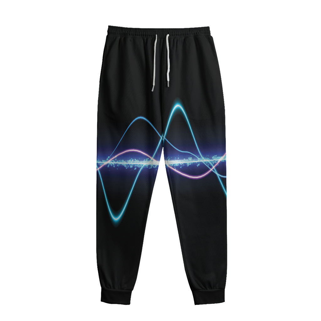 Pink And Teal Sound Wave Print Sweatpants