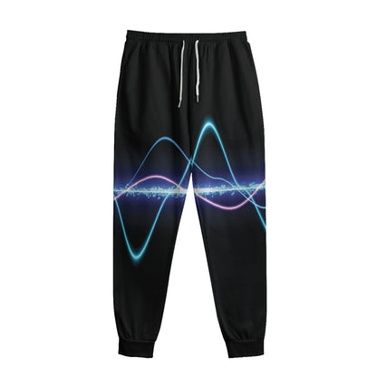 Pink And Teal Sound Wave Print Sweatpants