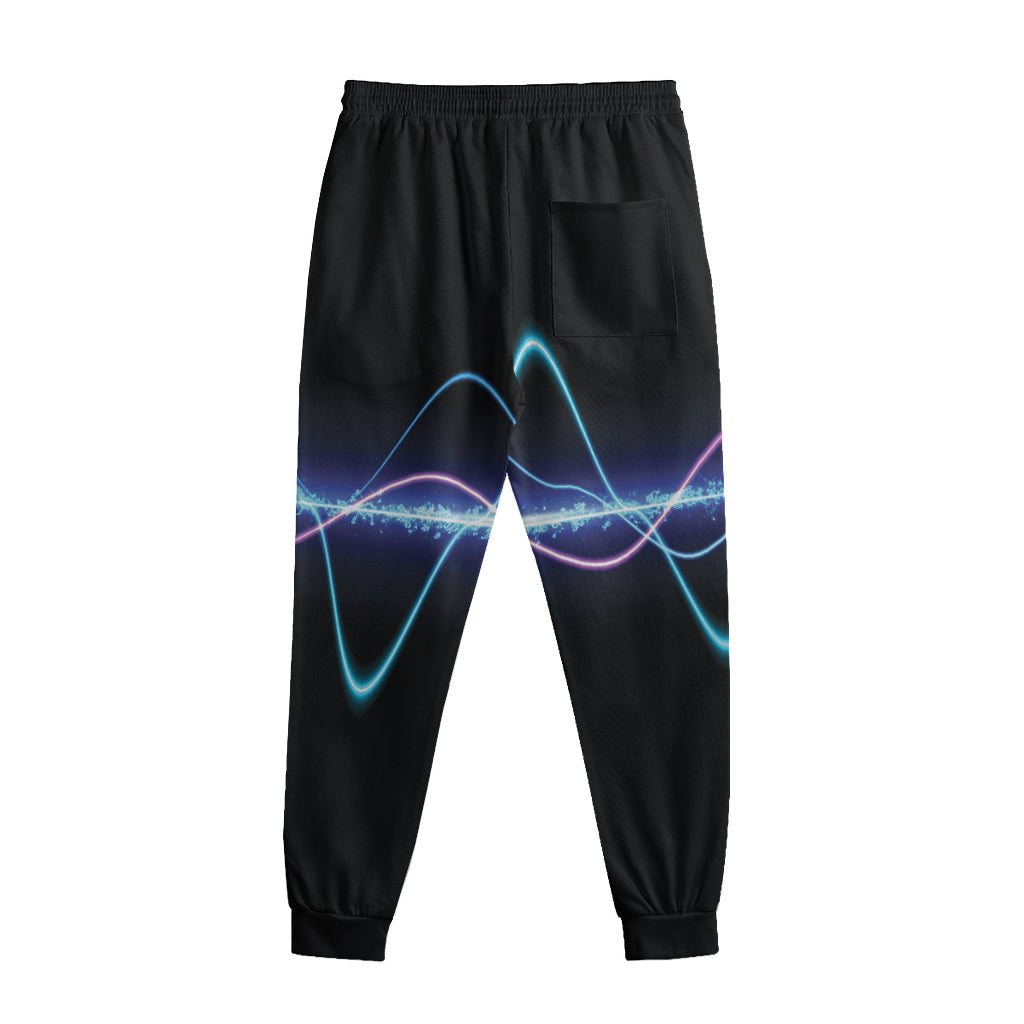 Pink And Teal Sound Wave Print Sweatpants