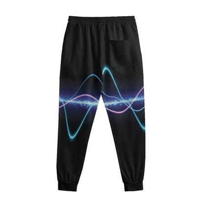 Pink And Teal Sound Wave Print Sweatpants
