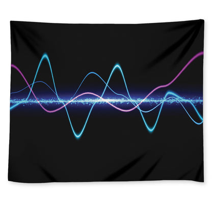 Pink And Teal Sound Wave Print Tapestry