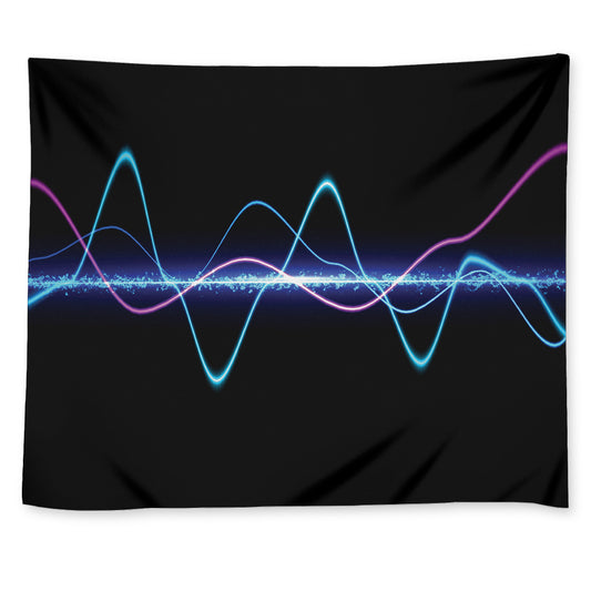 Pink And Teal Sound Wave Print Tapestry