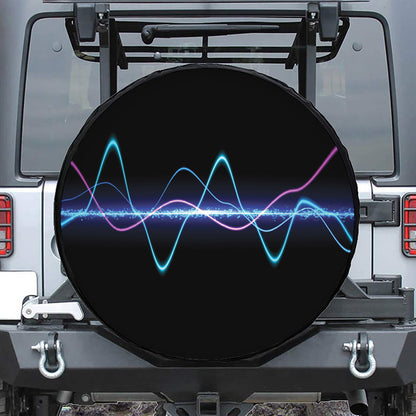 Pink And Teal Sound Wave Print Tire Cover