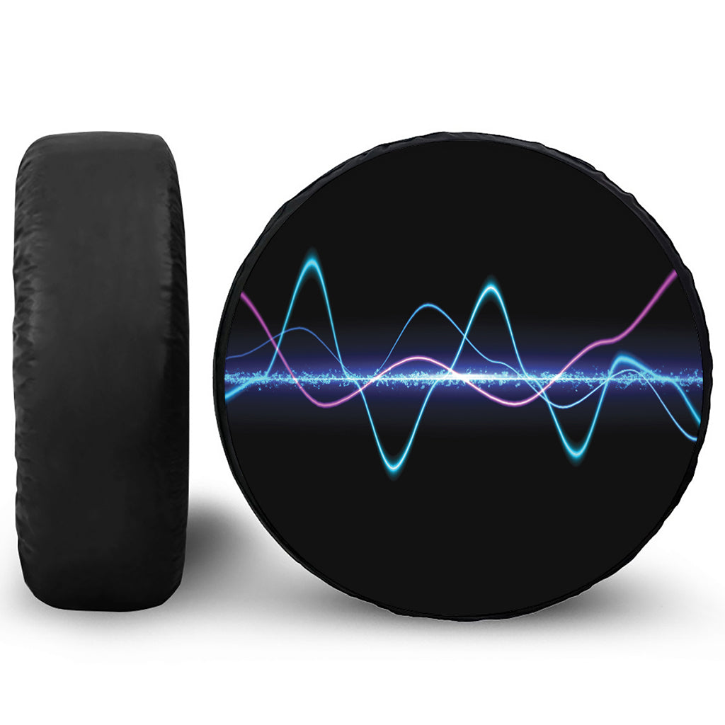 Pink And Teal Sound Wave Print Tire Cover