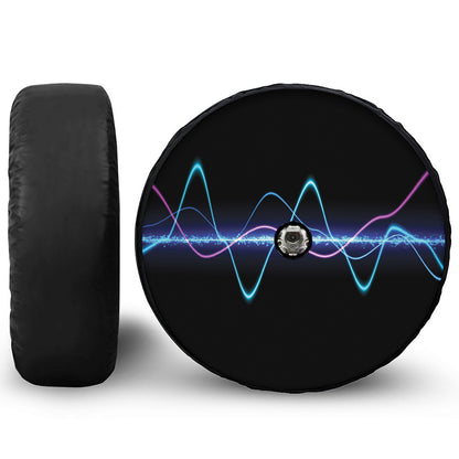Pink And Teal Sound Wave Print Tire Cover With Camera Hole