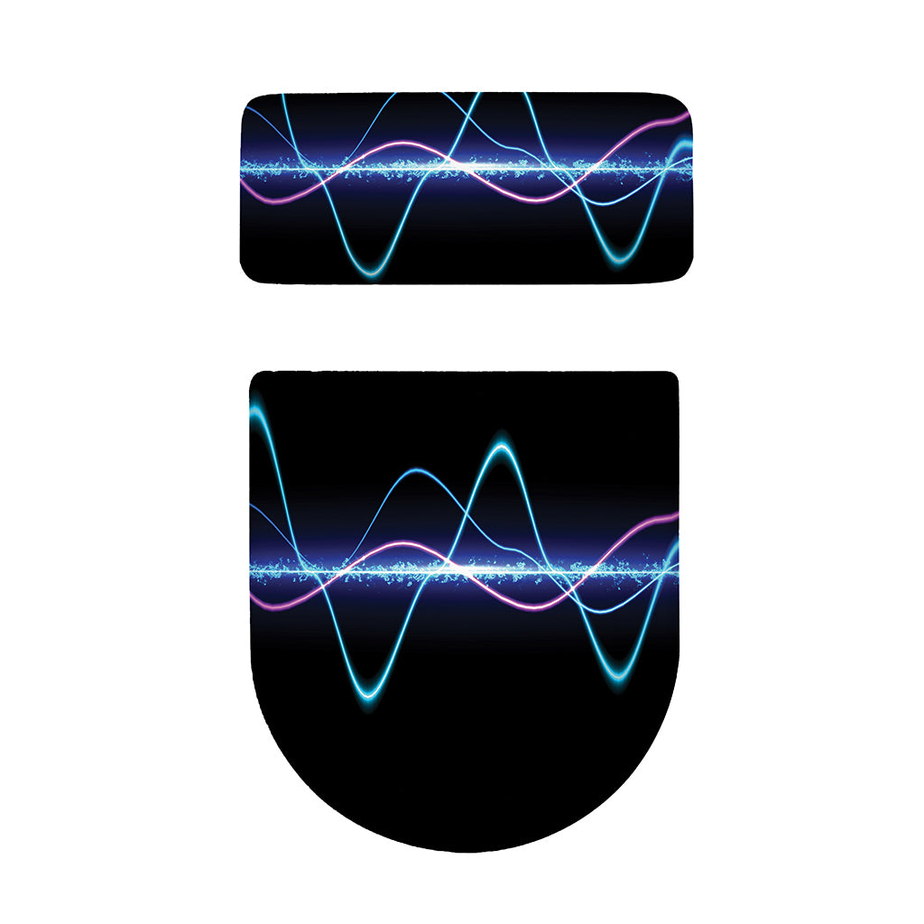 Pink And Teal Sound Wave Print Toilet Lid And Tank Cover Set