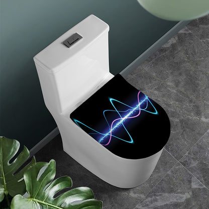 Pink And Teal Sound Wave Print Toilet Lid Cover