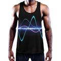 Pink And Teal Sound Wave Print Men's Workout Tank Top