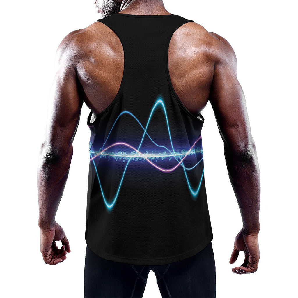 Pink And Teal Sound Wave Print Training Tank Top