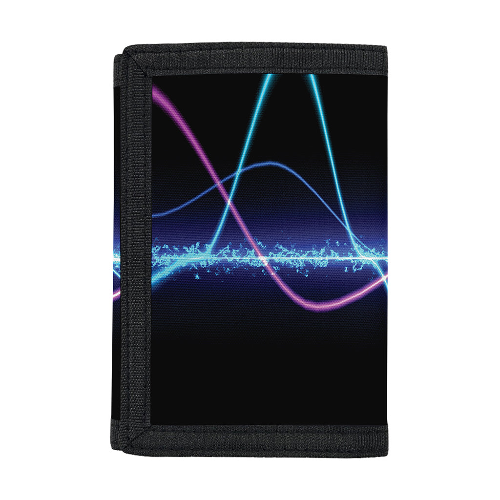 Pink And Teal Sound Wave Print Trifold Wallet