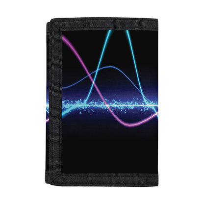 Pink And Teal Sound Wave Print Trifold Wallet