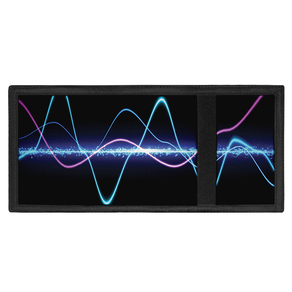Pink And Teal Sound Wave Print Trifold Wallet