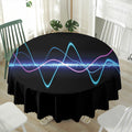 Pink And Teal Sound Wave Print Waterproof Round Tablecloth