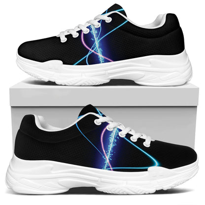 Pink And Teal Sound Wave Print White Chunky Shoes