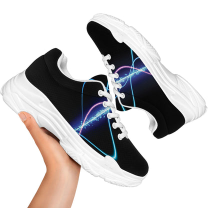 Pink And Teal Sound Wave Print White Chunky Shoes