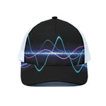 Pink And Teal Sound Wave Print White Mesh Trucker Cap