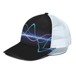 Pink And Teal Sound Wave Print White Mesh Trucker Cap