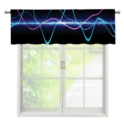 Pink And Teal Sound Wave Print Window Valance