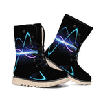 Pink And Teal Sound Wave Print Winter Boots