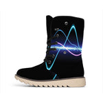Pink And Teal Sound Wave Print Winter Boots