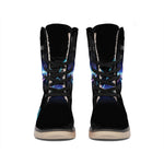 Pink And Teal Sound Wave Print Winter Boots