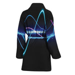 Pink And Teal Sound Wave Print Women's Bathrobe