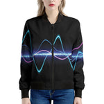 Pink And Teal Sound Wave Print Women's Bomber Jacket