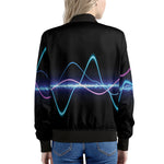 Pink And Teal Sound Wave Print Women's Bomber Jacket